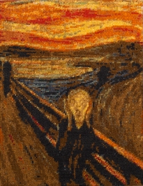 Haft wykonany na podstawie obrazu Edvarda Muncha Krzyk